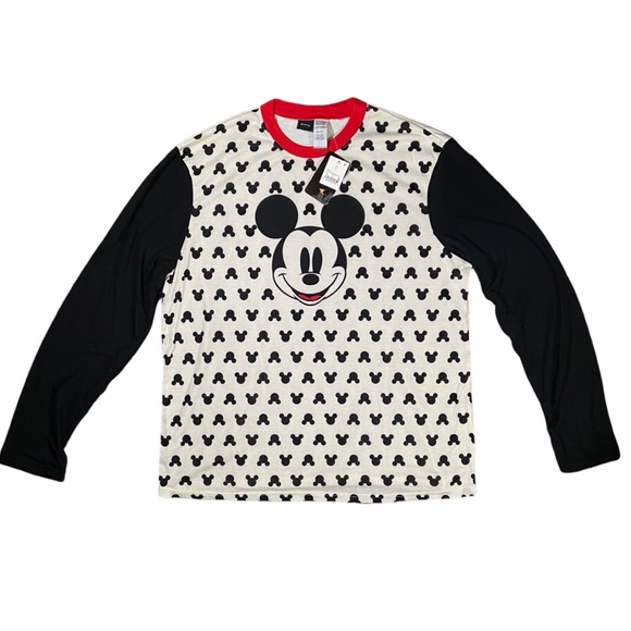 NWT Disney Mickey Print Long Sleeve Top Size XL NEW Cotton Crewneck - Picture 1 of 5